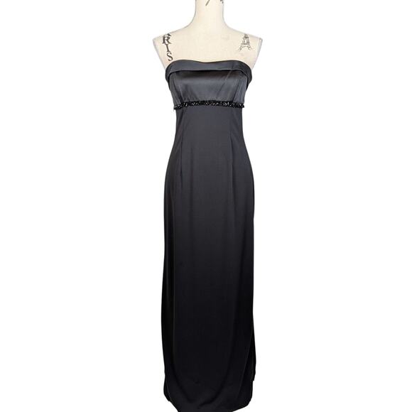 Y2K Morgan & Co. by Linda Bernell Strapless Beaded Formal Dress Black Size 7/8 - Picture 1 of 13